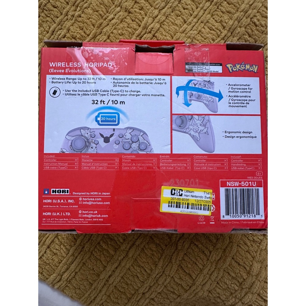 Hori Wireless Horipad Nintendo Switch OS Purple Excellent Eevee Evolutions - Picture 2 of 13